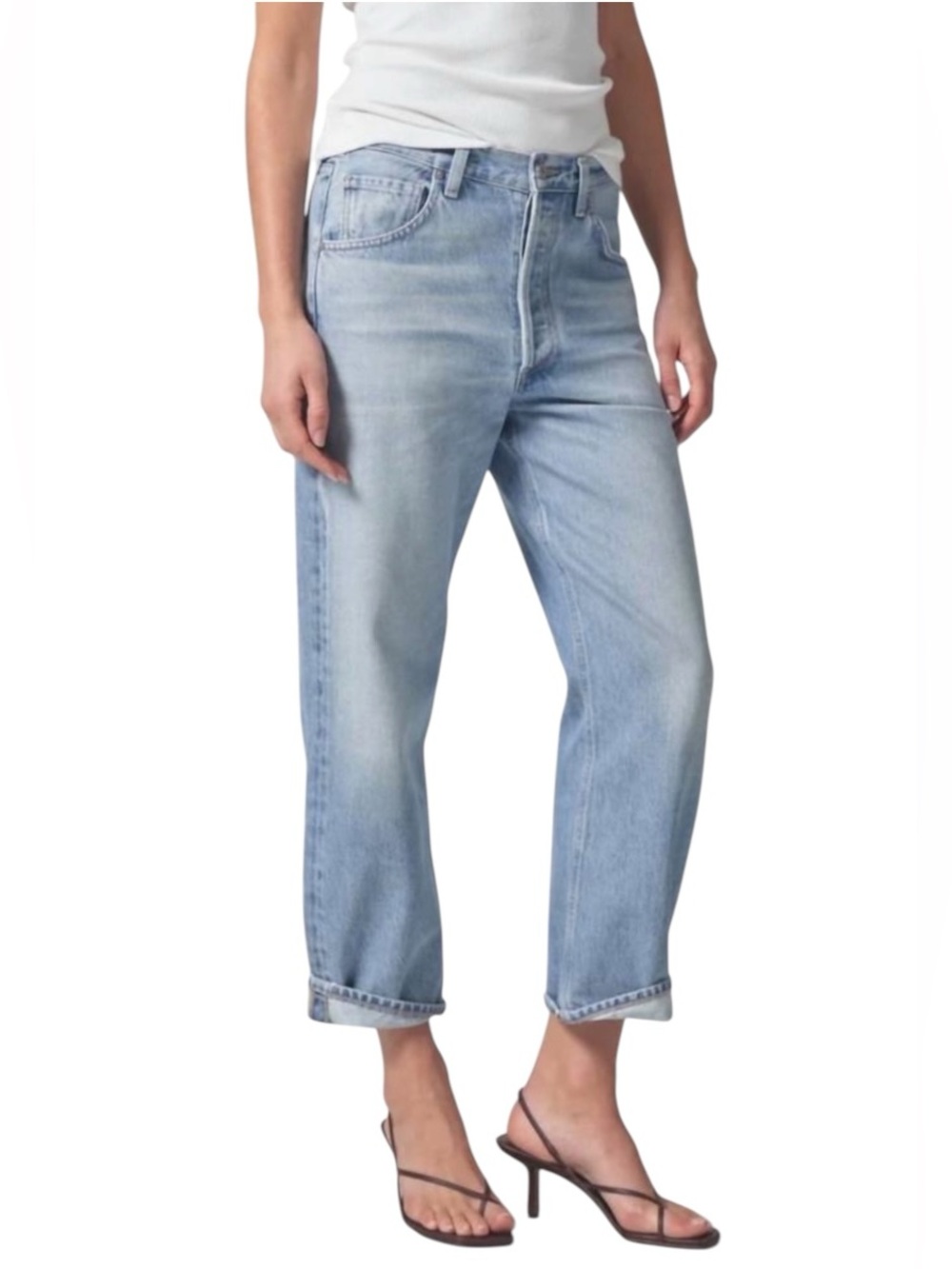 Citizens of Humanity Dahlia Bow Leg Baby Roll Jeans “Ribbon” Wash NWOT Size 28 - Picture 3 of 17